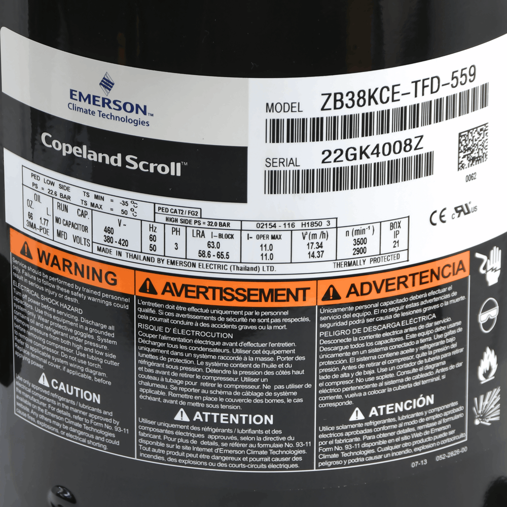Copeland Compressor ZB38KCE-TFD-559